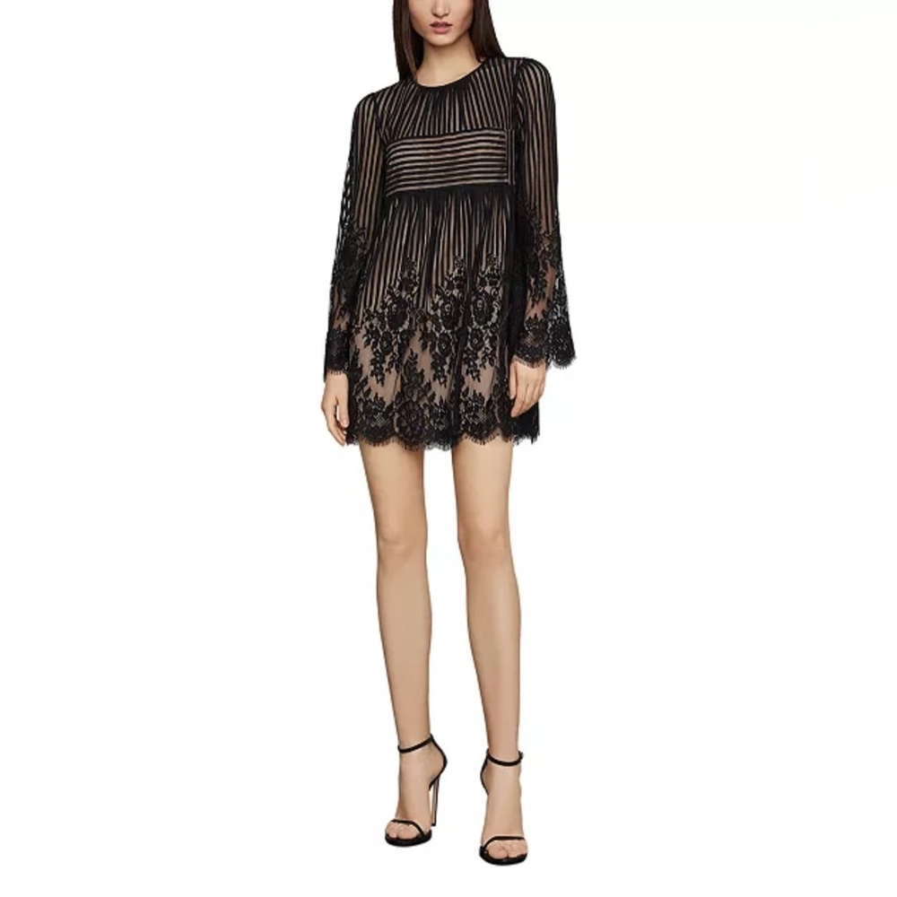 BCBGMAXAZRIA Luann Bell-Sleeve Lace Dress